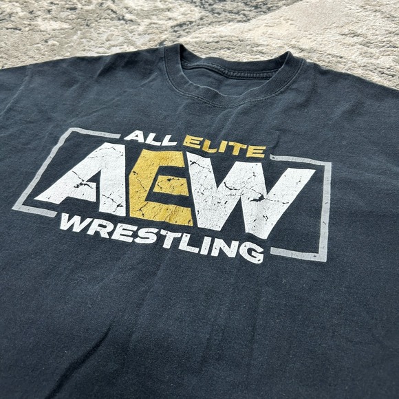 Mens T Shirt Black All Elite Wrestling Professional Graphic Print Sportswear - Picture 3 of 6